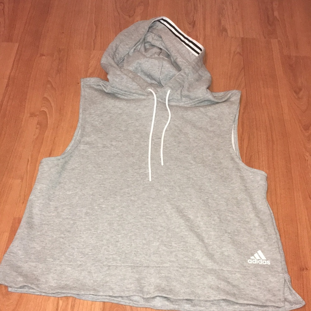 Adidas sleeveless hoodie gray size M EUC
